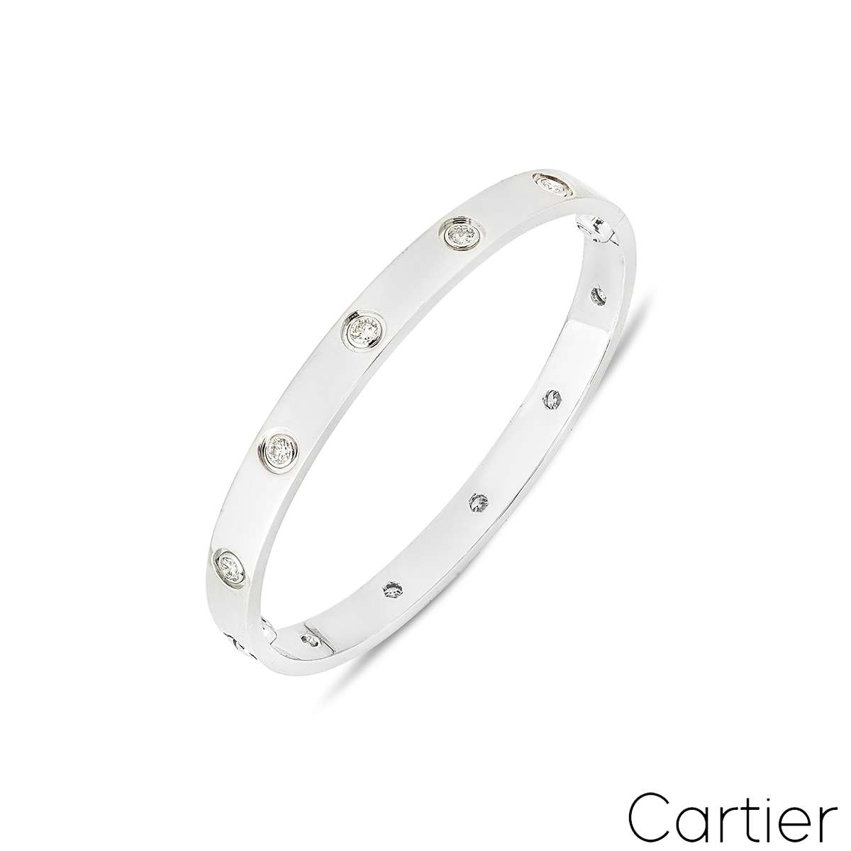 Cartier White Gold Full Diamond Love Bracelet Size 17 B6040717